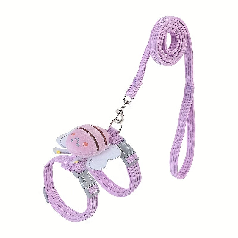 Little Bee Decor Adjustable Breathable Cat Strap and Belt Set, Adjustable Plush Bee Decorative Cat Strap
