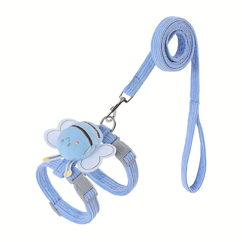 Little Bee Decor Adjustable Breathable Cat Strap and Belt Set, Adjustable Plush Bee Decorative Cat Strap