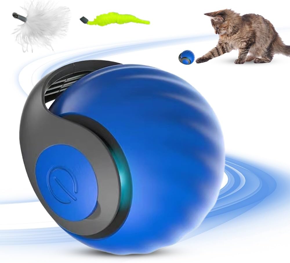 Interactive Cat Toy Balls, 2025 New Automatic Moving Balls for Cat Dog Touch Motion Rolling Cat Toy Ball, Self Rolling Smart Cat Toy Ball Interactive Cat Toys for Indoor and Outdoor Cats Dogs (Orange)