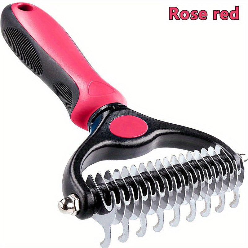 Double-sided pet grooming brush - perfect for shedding and matting - extra wide and blue - perfect for dogs and cats!