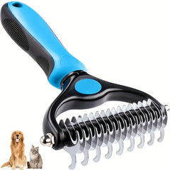 Double-sided pet grooming brush - perfect for shedding and matting - extra wide and blue - perfect for dogs and cats!