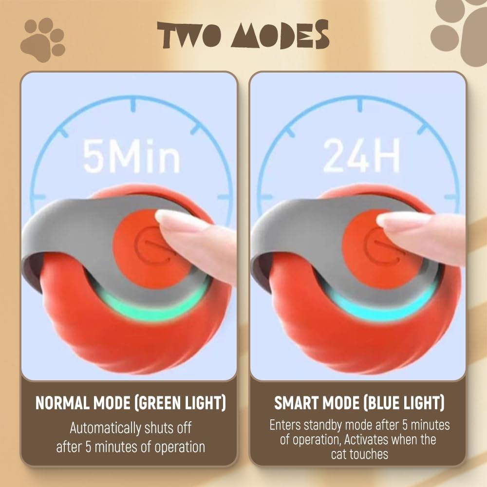 Interactive Cat Toy Balls, 2025 New Automatic Moving Balls for Cat Dog Touch Motion Rolling Cat Toy Ball, Self Rolling Smart Cat Toy Ball Interactive Cat Toys for Indoor and Outdoor Cats Dogs (Orange)