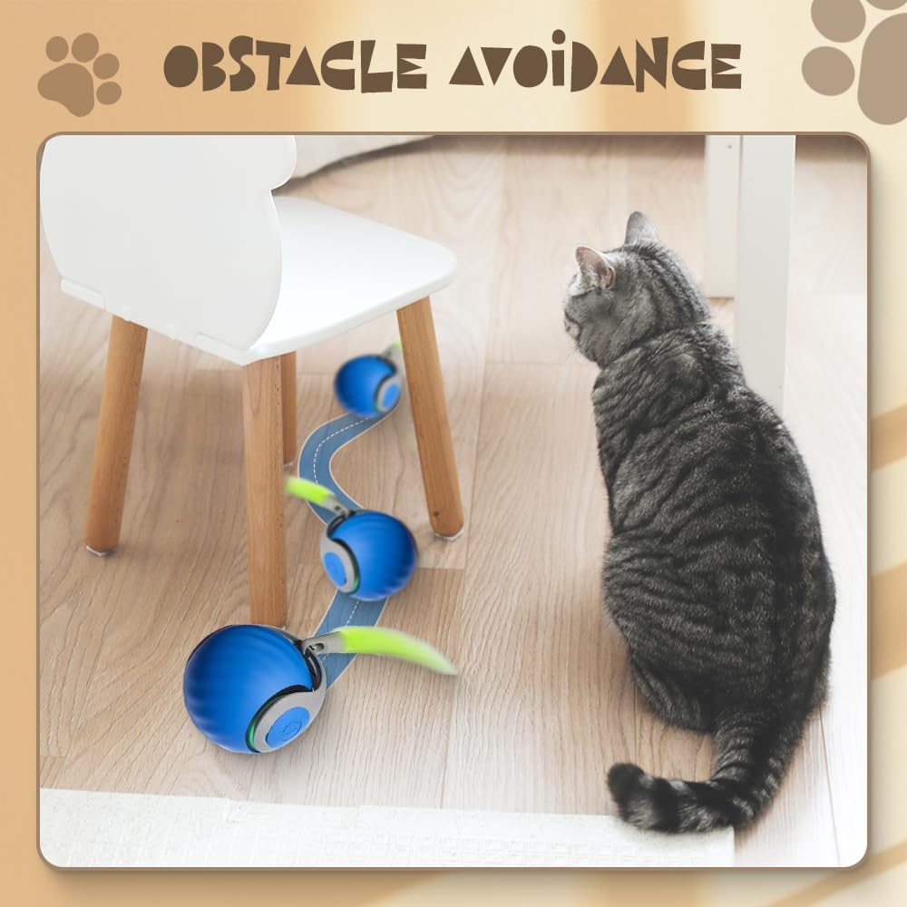 Interactive Cat Toy Balls, 2025 New Automatic Moving Balls for Cat Dog Touch Motion Rolling Cat Toy Ball, Self Rolling Smart Cat Toy Ball Interactive Cat Toys for Indoor and Outdoor Cats Dogs (Orange)