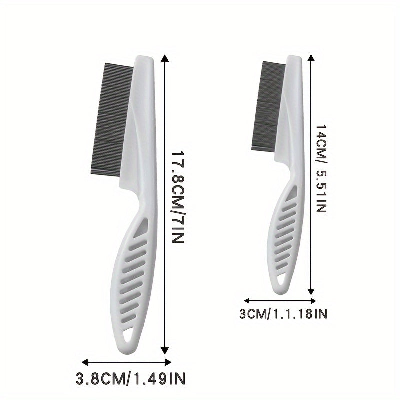 A pet grooming comb, stainless steel, fine tooth design, flea removal and hair removal tool, durable non-slip handle, suitable for cats and dogs with thick hair