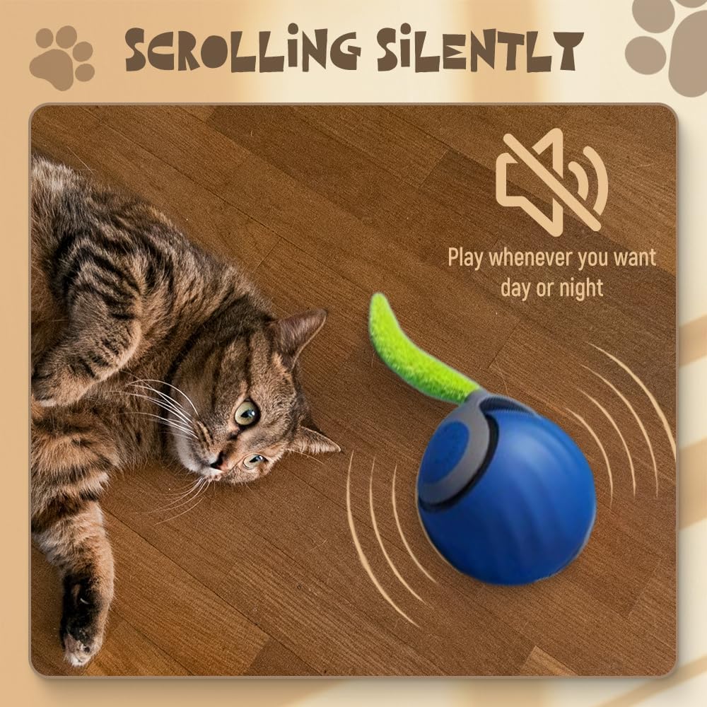 Interactive Cat Toy Balls, 2025 New Automatic Moving Balls for Cat Dog Touch Motion Rolling Cat Toy Ball, Self Rolling Smart Cat Toy Ball Interactive Cat Toys for Indoor and Outdoor Cats Dogs (Orange)
