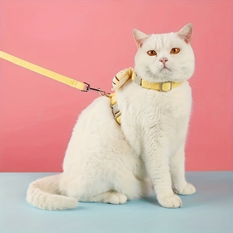 Little Bee Decor Adjustable Breathable Cat Strap and Belt Set, Adjustable Plush Bee Decorative Cat Strap