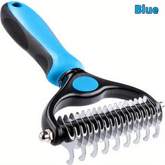 Double-sided pet grooming brush - perfect for shedding and matting - extra wide and blue - perfect for dogs and cats!