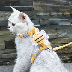 Little Bee Decor Adjustable Breathable Cat Strap and Belt Set, Adjustable Plush Bee Decorative Cat Strap