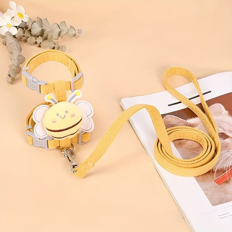 Little Bee Decor Adjustable Breathable Cat Strap and Belt Set, Adjustable Plush Bee Decorative Cat Strap
