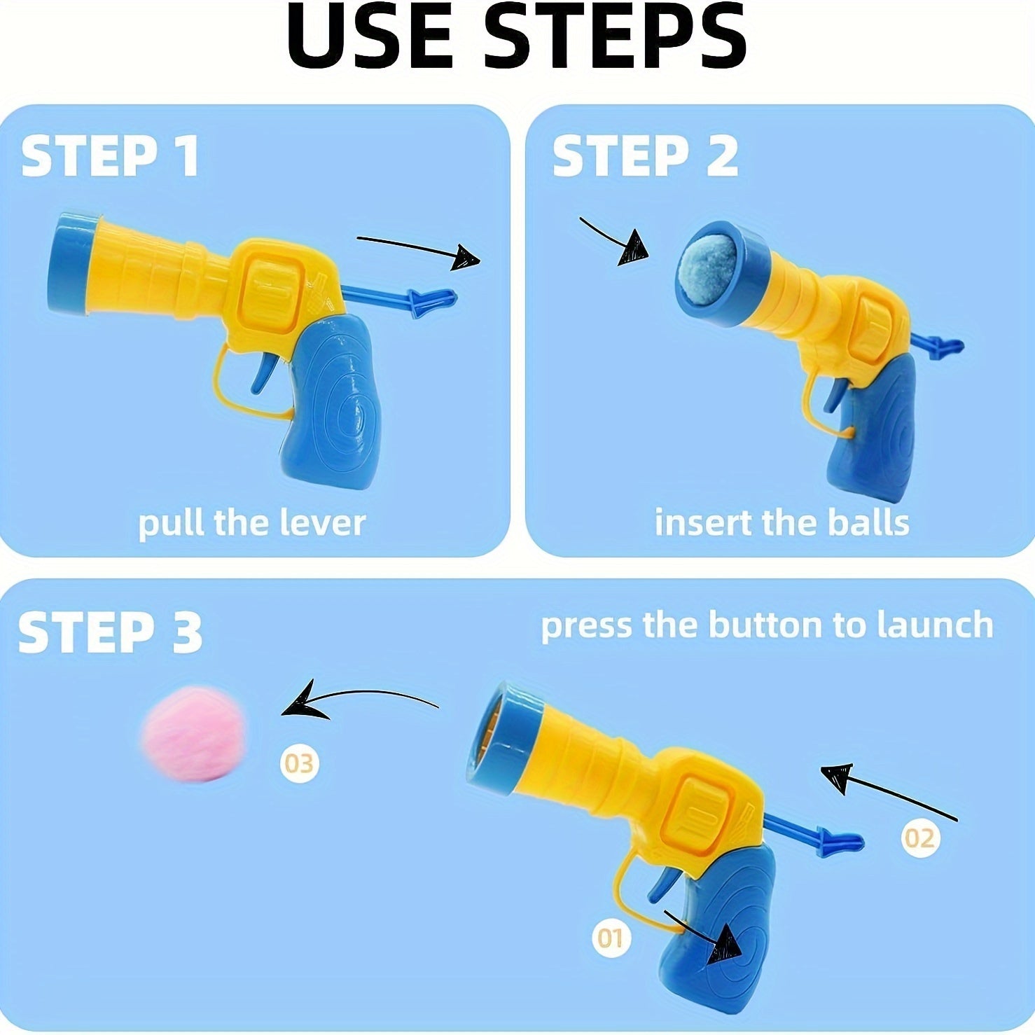 Plush Ball Shooting Gun with 10 Hairball, Pet Hairball Launch Toy, Interactive Cat Toy, Mini Foam Ball Shooting Gun Fun Toy, Moving Bouncing Rolling Ball, Christmas Gift