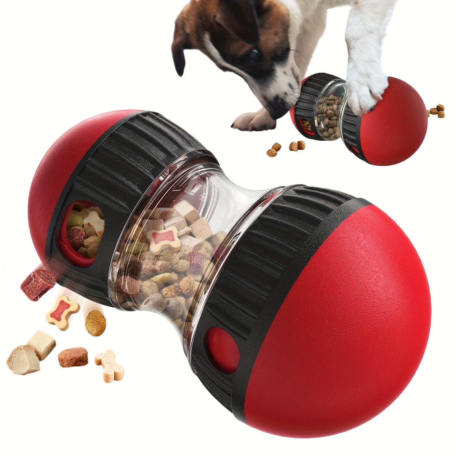 A dog toy that can hide food, eat slowly, spherical toy, enjoy interactive and educational dog toys