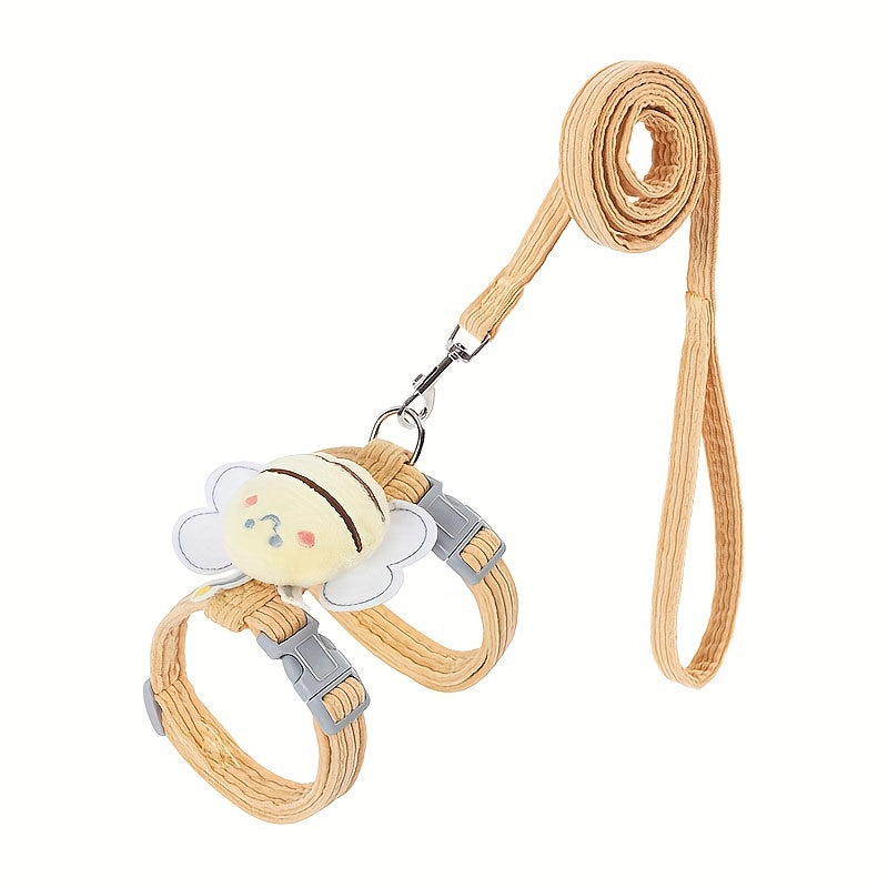 Little Bee Decor Adjustable Breathable Cat Strap and Belt Set, Adjustable Plush Bee Decorative Cat Strap